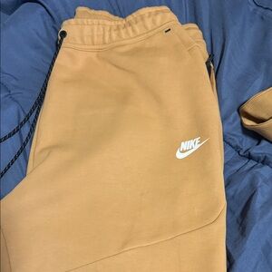 Nike Men's Mustard/Tan Jogger Pants with White Logo